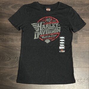 NWOT Harley-Davidson Black Graphic Tee with Red & Gray Logo